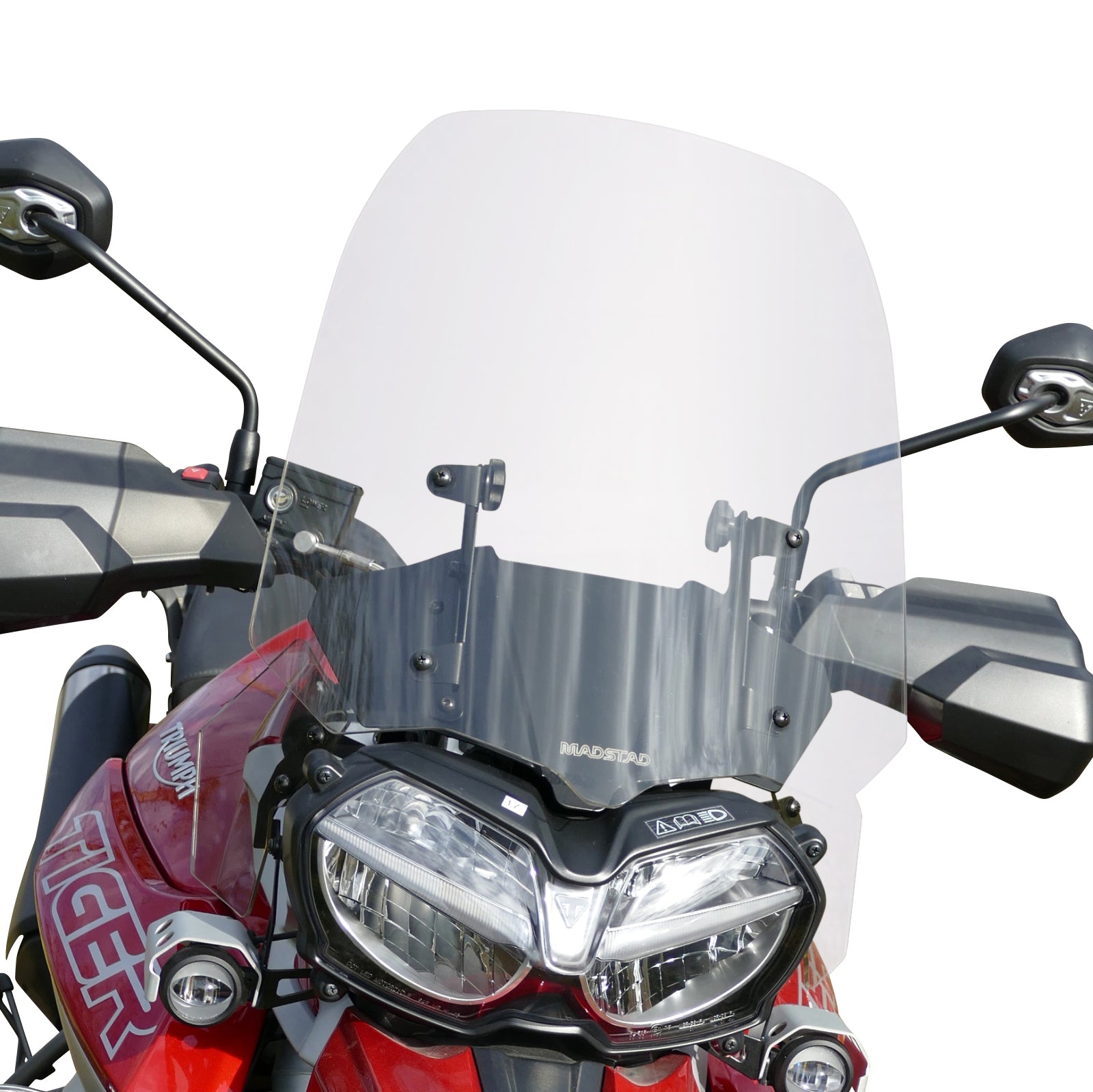 Triumph Tiger 800 2018 Up Adjustable Windshield System by Madstad Engineering 20 Clear