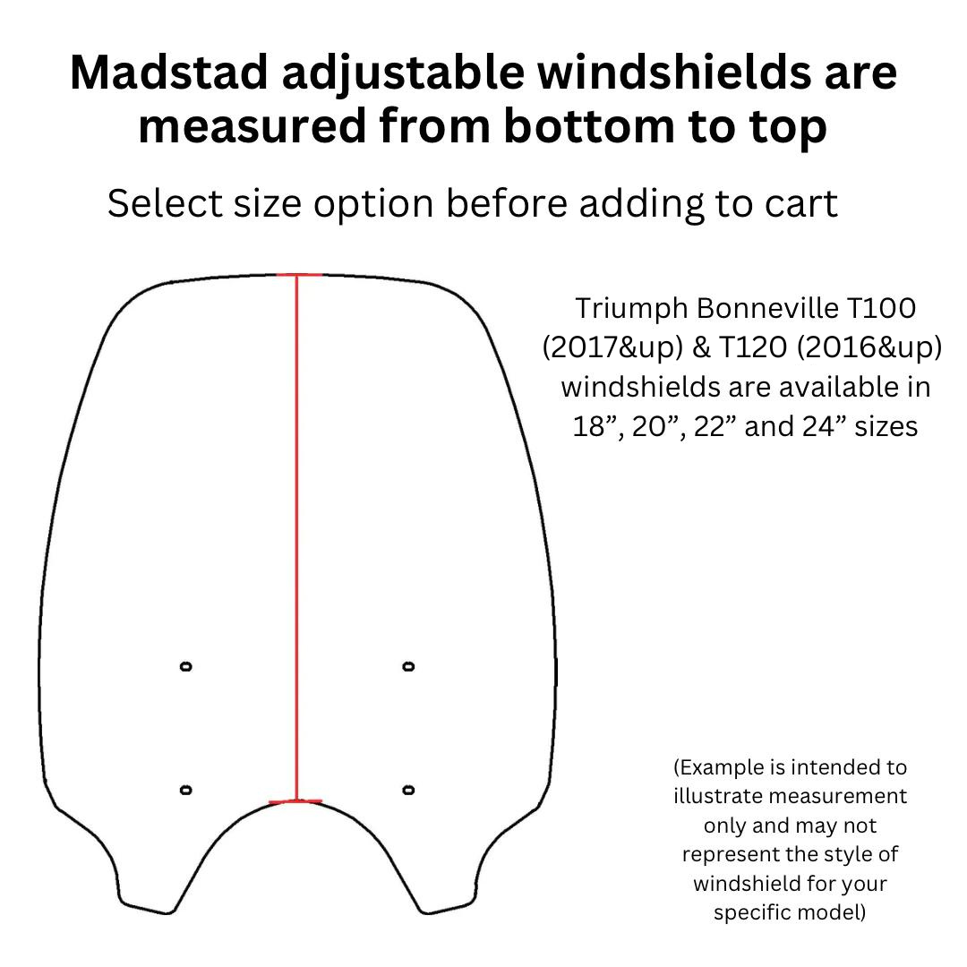 Windshield ONLY - Replacement Windshield for Madstad System for Triumph Bonneville T100/T120 (2016 - Up)