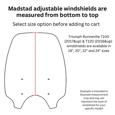 Windshield ONLY - Replacement Windshield for Madstad System for Triumph Bonneville T100/T120 (2016 - Up)